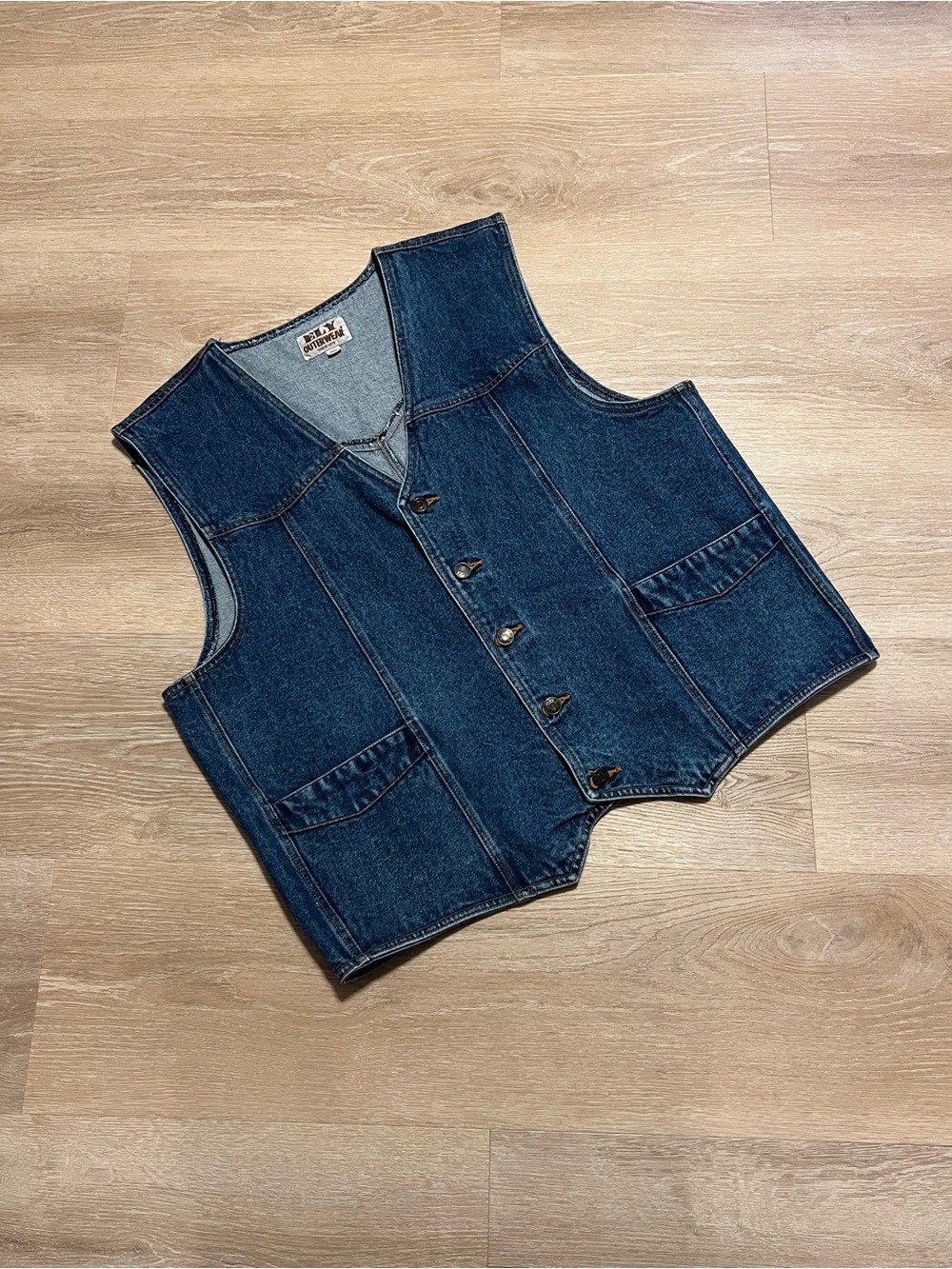 Vintage ELY Outerwear Western Denim Vest Cowboy Ranch Rodeo Men’s XXL